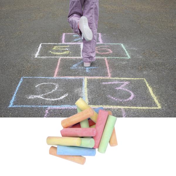 Strassenmalkreide Set - 15 Farben zum Malen auf Stein, Tafel, Asphalt - Einfach abwaschbar - Fördert Kreativität & Bewegung - Ideal als Geschenk