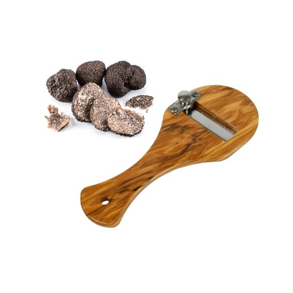 Olivenholz Trüffelreibe – Gourmet Hobel mit scharfer, verstellbarer Stahlklinge für Trüffel, Parmesan & Gemüse – Handgefertigt in Italien – 20x9cm