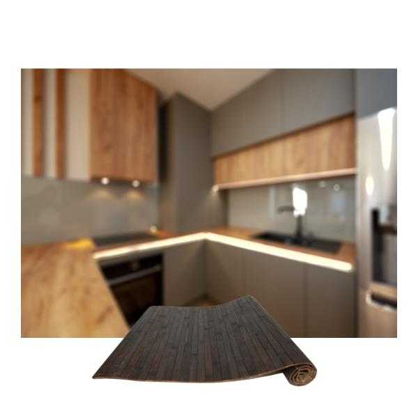 Bodenmatte aus Bambus dunkelbraun - Rutschfeste Unterseite - Schont Böden & Teppiche - Ideal für Küche Bad - Umweltfreundlich 50x80cm