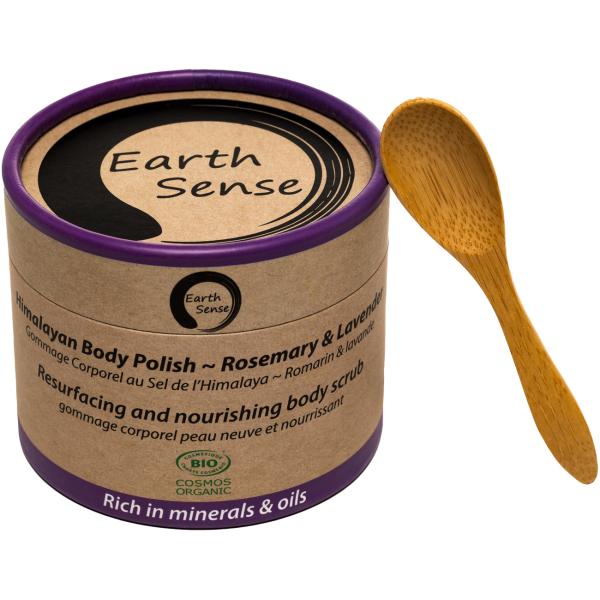 Spa Geschenkset 5-teilig Lavendel Rosmarin - Bio Peeling Shampoo Seife Säckchen Löffel Bambus - Nachhaltig vegan palmölfrei umweltfreundlich