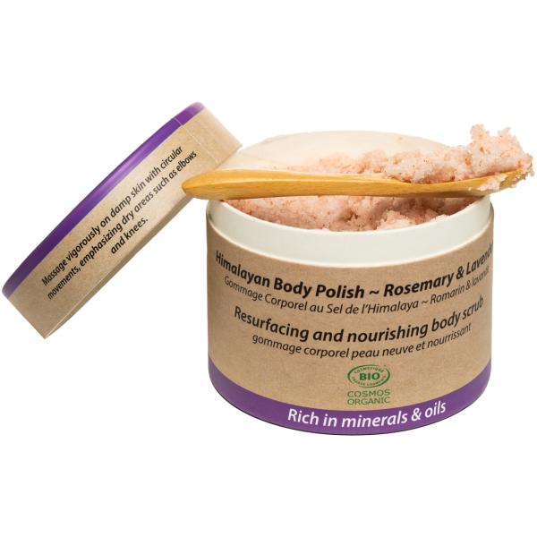 Spa Geschenkset 5-teilig Lavendel Rosmarin - Bio Peeling Shampoo Seife Säckchen Löffel Bambus - Nachhaltig vegan palmölfrei umweltfreundlich