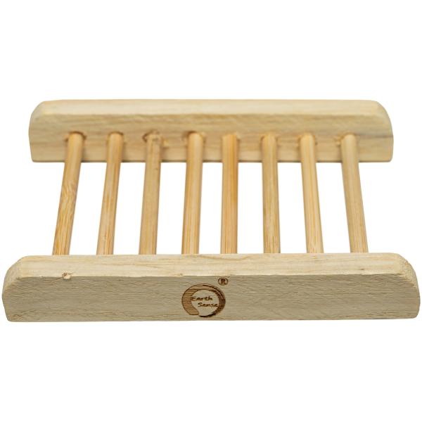 Bambus-Seifenschale - handgefertigt & nachhaltig - mit praktischen Quer-Streben für schnelles Trocknen - gesundheitlich unbedenklich, 35g braun