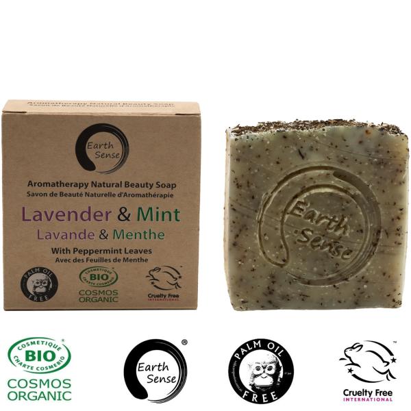 Feste Bio-Seife 100g - Handgemacht, Palmölfrei, Vegan - Lavendel & Minze Duft - 72% kaltgepresste Bio-Öle - Natürliche Hautpflege & Duschroutine