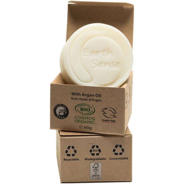 Festes Bio Shampoo - Arganöl, Lavendel, Rosmarin - Palmölfrei, Vegan, Handgefertigt - 60g für alle Haartypen - 77% Bio-Öle - COSMOS ORGANIC