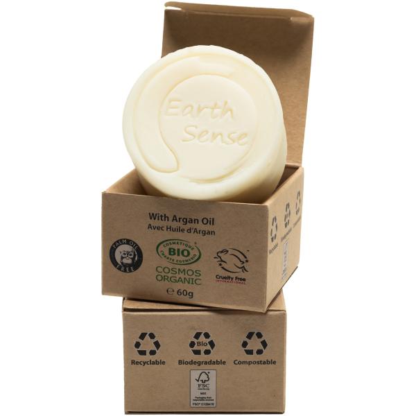 Festes Bio Shampoo - Zitrone & Limette - Palmölfrei, Vegan, Handgefertigt, 60g - Mit 77% kaltgepressten Ölen & Arganöl für alle Haartypen