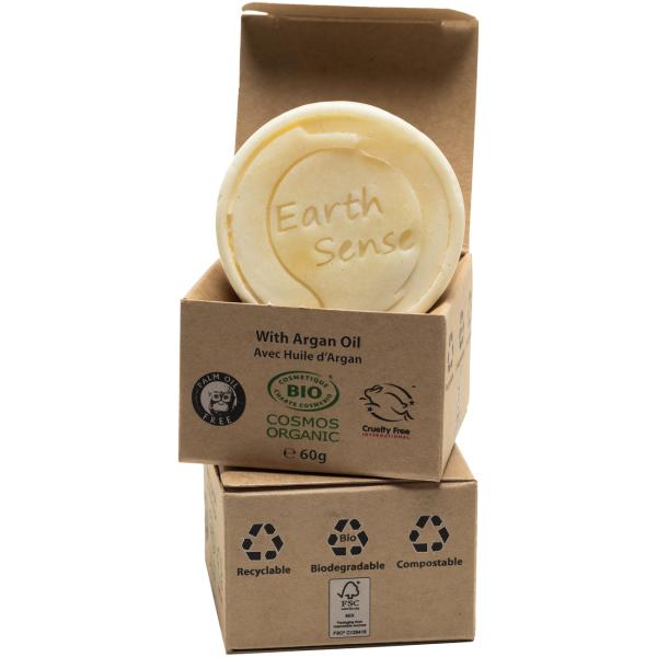 Festes Bio Shampoo Argan-Öl & Ylang-Ylang - Palmölfrei Vegan Handgefertigt - 60g - Für alle Haartypen - COSMOS ORGANIC zertifiziert