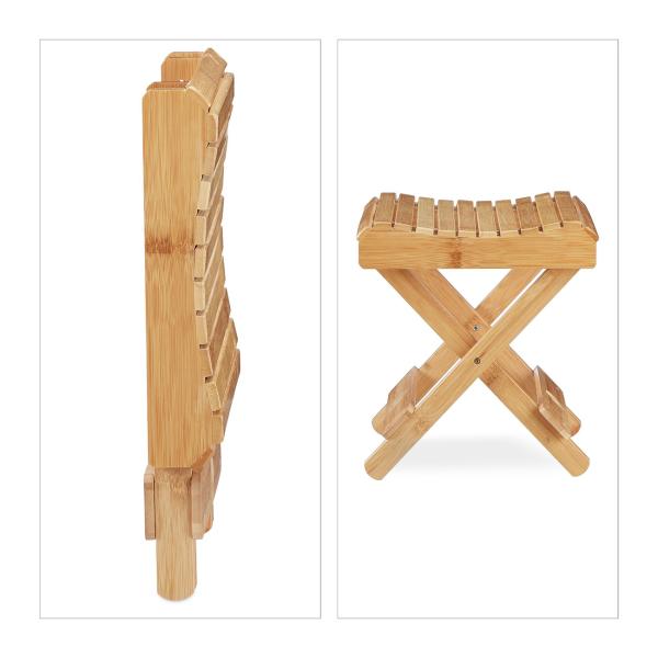Bambus Hocker Klappbar - Vielseitig einsetzbar als Sitzhocker, Beistelltisch, Fussablage - 31.5x27.5x28.5cm - Braun - Platzsparend & Robust