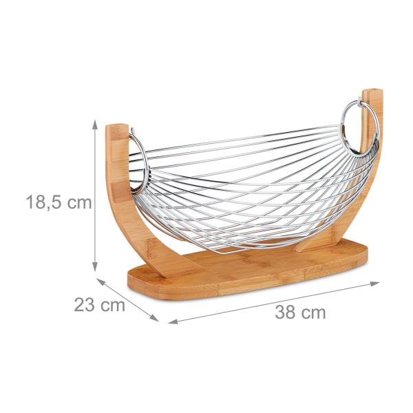 Bambus-Edelstahl Obsthängematte - Design-Korb zum Anhängen für optimale Reifung - 18,5x38x23cm - Vielseitige Früchteaufbewahrung & Dekoration