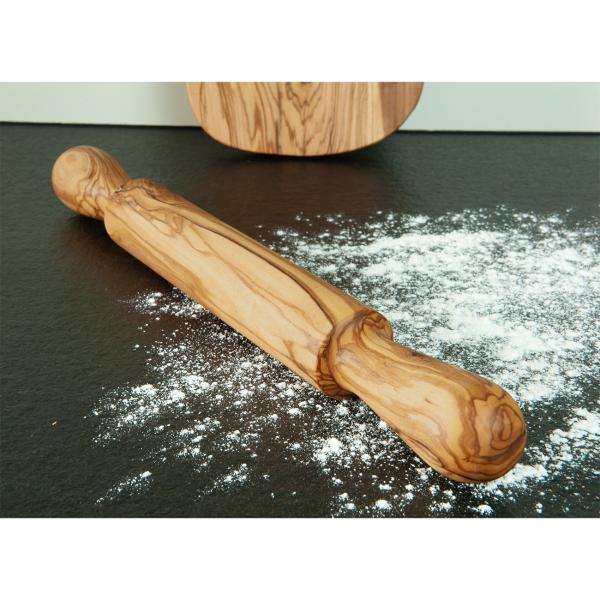 Nudelholz aus Olivenholz - Wallholz Teigroller 45 cm - antibakteriell-langlebig-robust - ideal zum Backen von Plätzchen Kuchen Pizzateig-Unikat