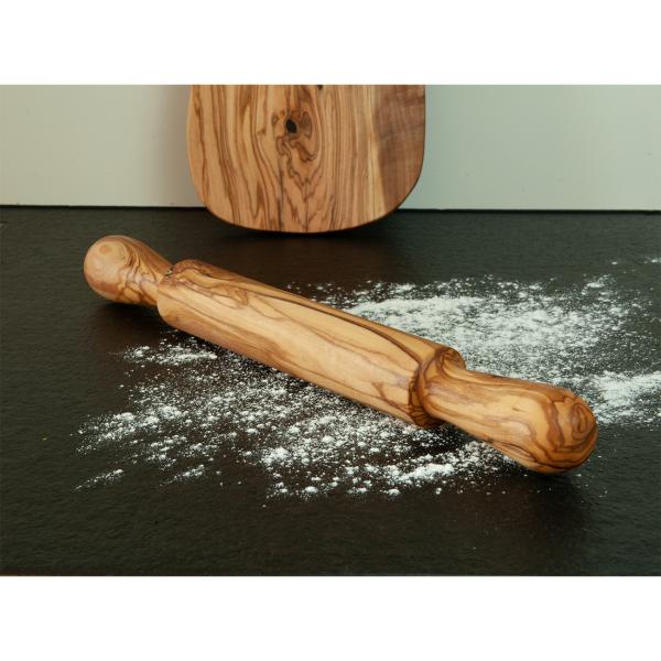 Nudelholz aus Olivenholz - Wallholz Teigroller 45 cm - antibakteriell-langlebig-robust - ideal zum Backen von Plätzchen Kuchen Pizzateig-Unikat