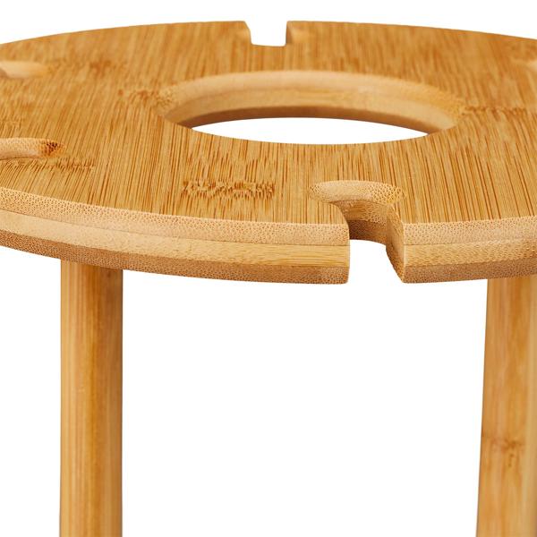 Weinglas- & Sektgläser-Halter aus Bambus - Praktischer Ständer für 6 Gläser & Weinflasche - Rustikal edles Design - 25x25cm - Perfekt zum Servieren