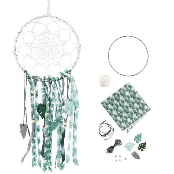 Traumfänger Bastel-Komplettset – DIY Set für kreative Handwerkskunst & böse Träume abwehren – Dunkelgrün 60 cm inkl. Anleitung & Material