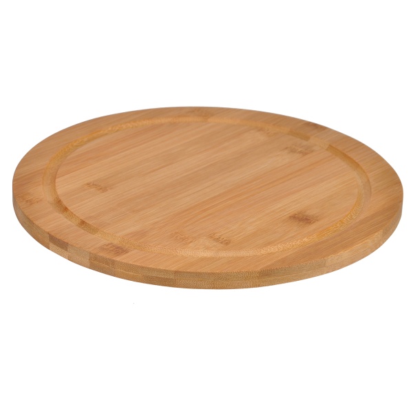 Rundes Bambus Schneidebrett - Praktische Saftrille & robuste Oberfläche - Für Obst, Gemüse, Kräuter & Frühstücksteller - Ø 25x1,2cm