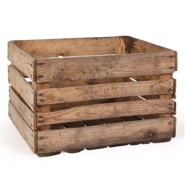 4er-Set Deko Holzkiste Vintage-Design - Gebrauchte Harasse aus massivem Echtholz mit Patina für Garten & Zuhause - 50,5x31,5x41cm - 3,5kg