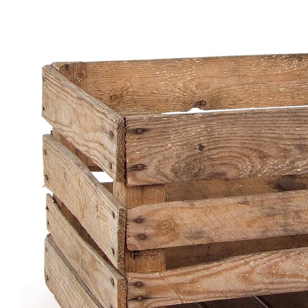 4er-Set Deko Holzkiste Vintage-Design - Gebrauchte Harasse aus massivem Echtholz mit Patina für Garten & Zuhause - 50,5x31,5x41cm - 3,5kg