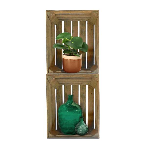 4er-Set Deko Holzkiste Vintage-Design - Gebrauchte Harasse aus massivem Echtholz mit Patina für Garten & Zuhause - 50,5x31,5x41cm - 3,5kg