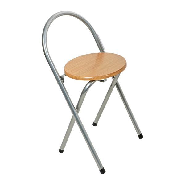 Klappstuhl Holz - Platzsparend, stabil & klappbar - Metallgestell, Holzsitzfläche MDF, braun/silber, 35,5x67,5cm, 2,5kg, 100kg belastbar
