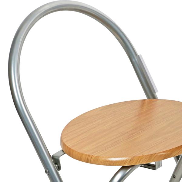 Klappstuhl Holz - Platzsparend, stabil & klappbar - Metallgestell, Holzsitzfläche MDF, braun/silber, 35,5x67,5cm, 2,5kg, 100kg belastbar