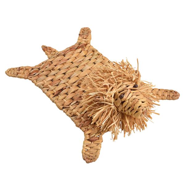 Löwe liegend Deko Figur aus Wasserhyazinthe - Metall verstärkt - Natürliche Dekoration für Zuhause & Geschenk - Braun, 32x15x40cm