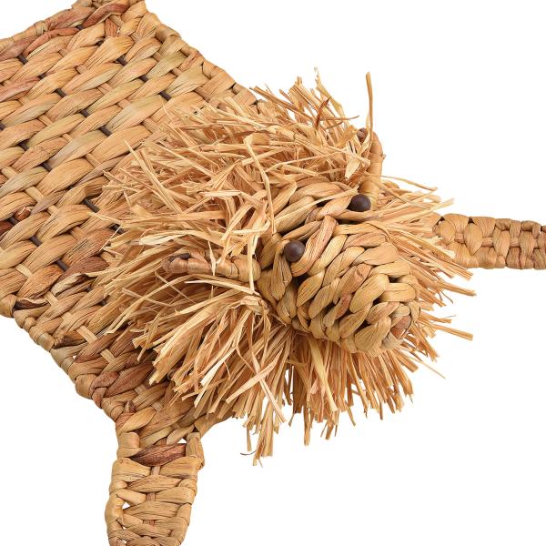 Löwe liegend Deko Figur aus Wasserhyazinthe - Metall verstärkt - Natürliche Dekoration für Zuhause & Geschenk - Braun, 32x15x40cm