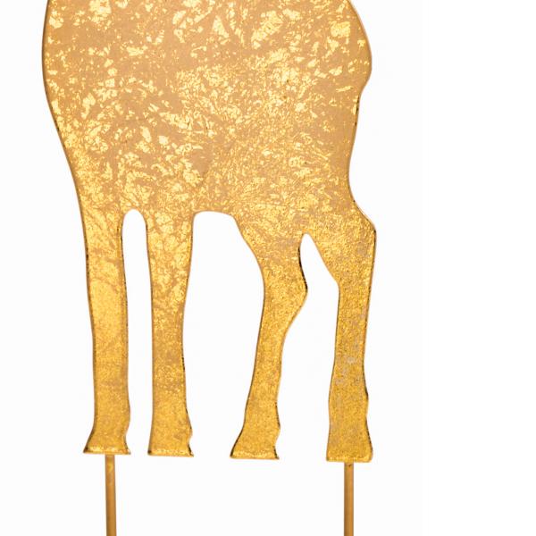 Gartenstecker Hirsch aus Metall - Goldener Beetstecker für Garten, Terrasse & Balkon - Edle Dekoration 13x41cm - Robuster Erdspiess - Natur-Look