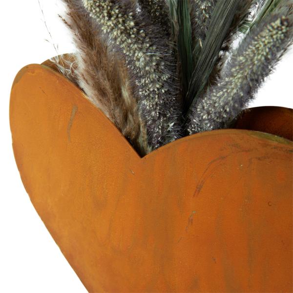 Metall Aufsteller Herz - Rost-Finish Landhausstil Deko für Garten, Terrasse, Balkon & Wohnräume - Braun - 24x20x12cm - Innen & Aussen geeignet