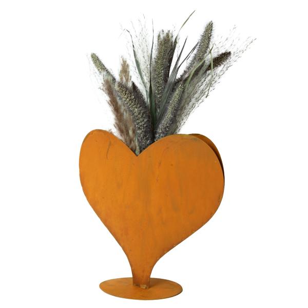 Metall Aufsteller Herz - Rost-Finish Landhausstil Deko für Garten, Terrasse, Balkon & Wohnräume - Braun - 24x20x12cm - Innen & Aussen geeignet