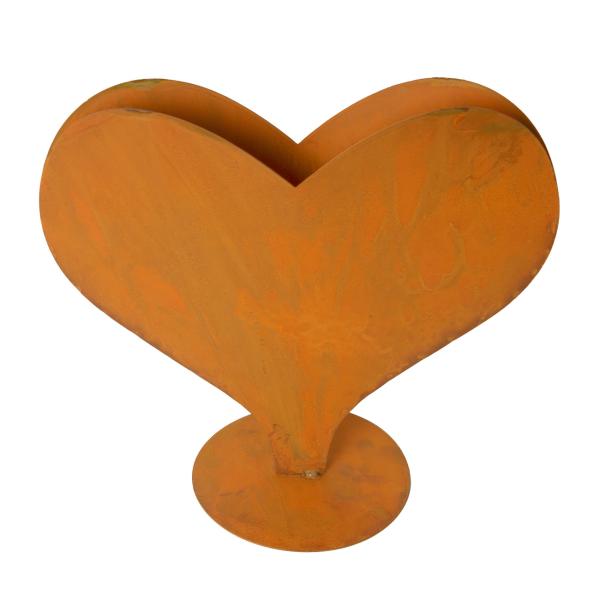 Metall Aufsteller Herz - Rost-Finish Landhausstil Deko für Garten, Terrasse, Balkon & Wohnräume - Braun - 24x20x12cm - Innen & Aussen geeignet