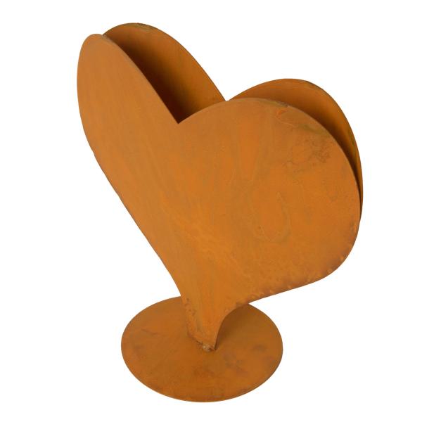 Metall Aufsteller Herz - Rost-Finish Landhausstil Deko für Garten, Terrasse, Balkon & Wohnräume - Braun - 24x20x12cm - Innen & Aussen geeignet