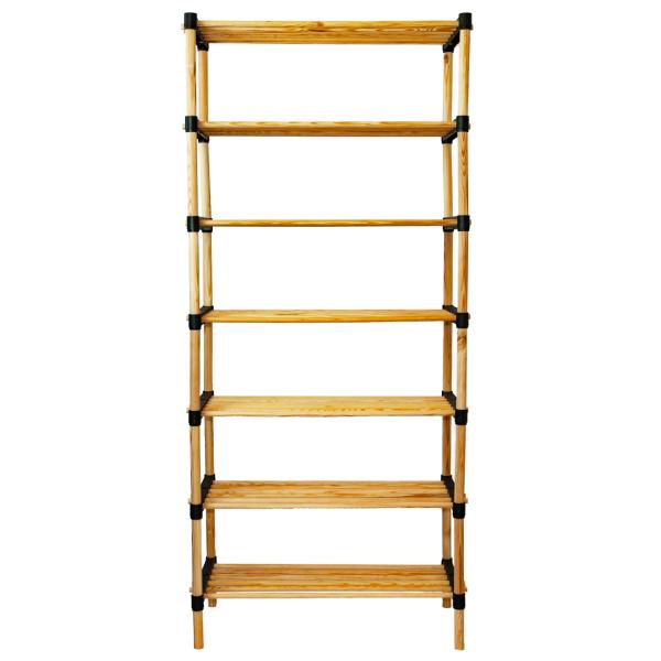 Variables Kiefernholz-Regal – Flexibles Holzregal mit 7 Böden, vielseitiges Stauraum-Regal, 56x28x110cm, braun – Ideal für Bücher, Kosmetik, Deko & mehr
