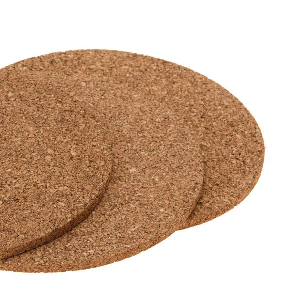 3er-Set Kork Untersetzer rund (Ø 195mm) - Hitzebeständig für Töpfe Pfannen Gläser - Naturbelassene Oberfläche schützt vor Flecken Kratzern