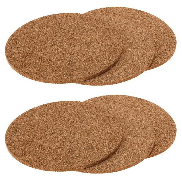 Kork Untersetzer 6er-Set - Rund, naturfarben & hitzebeständig für Töpfe, Pfannen & Gläser - Ø 195x5mm - Schützt vor Flecken & Kratzern