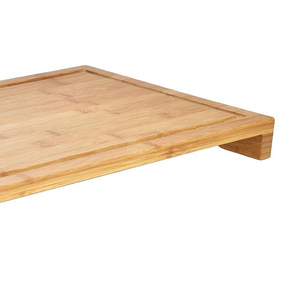 Herdabdeckplatte Bambus - Kratzfest & hygienisch - Schneidebrett, Servierhilfe, Spritzschutz - 54x28x4.3cm - Mit Füssen - braun gemasert