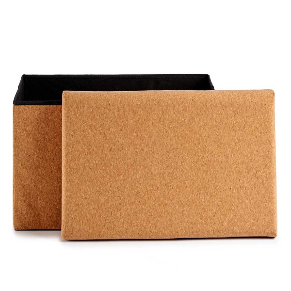 Aufbewahrungskorb Kork faltbar - Dekobox mit Deckel & 2 Fächern für mehr Ordnung & Platz - braun, 36x36x72 cm - stilvolle Dekoration