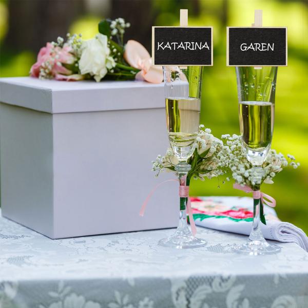 20er-Set Holztafeln mit Klammer - Mini Kreidetafeln für Kräutergarten Pflanzen Namensschilder Etiketten - Wiederverwendbar - Inkl. Kreide - MDF 7x7.5x1.5cm