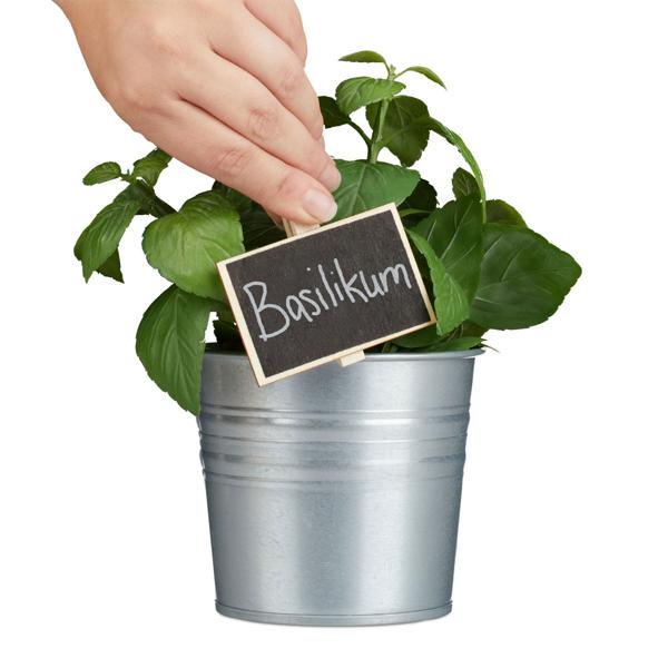 20er-Set Holztafeln mit Klammer - Mini Kreidetafeln für Kräutergarten Pflanzen Namensschilder Etiketten - Wiederverwendbar - Inkl. Kreide - MDF 7x7.5x1.5cm