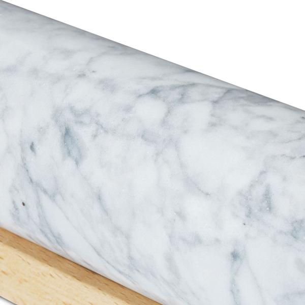 Nudelholz aus Buchenholz und Marmor - Teigroller für Plätzchen Kuchen Pizzateig - Ergonomische Griffe - Dekoratives Wallholz 48cm - Unikat