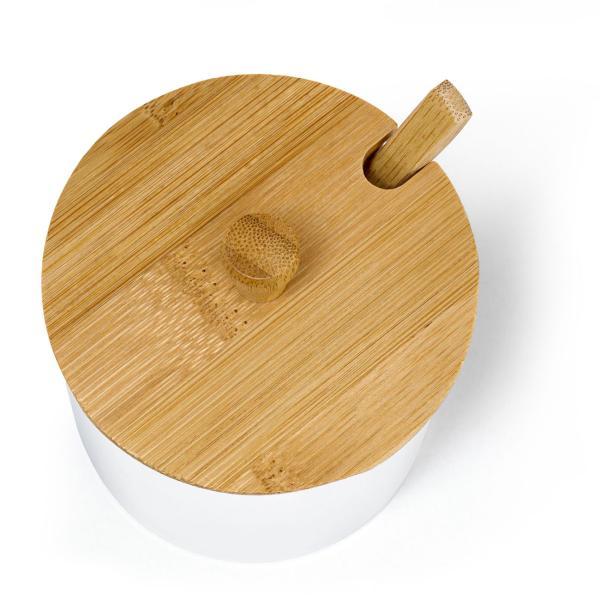 3er-Set Gewürzgläser aus Glas mit Bambus Brett - Marmeladenbar & Dipschalen - Deckel Löffel - hygienisch dekorativ - 8.5x30.5x12cm