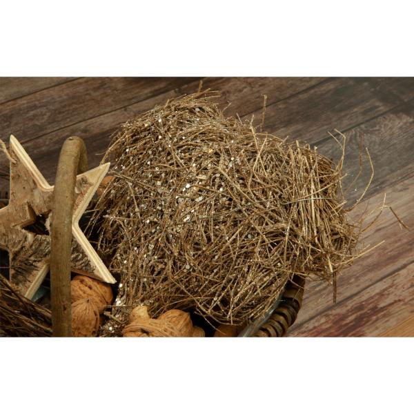 Trockenblumen-Dekoration Herzform aus Trockengras - Goldener Glitter für Wand & Tisch - Extravaganter Natur-Look zum Aufhängen/Legen - 25 cm Länge