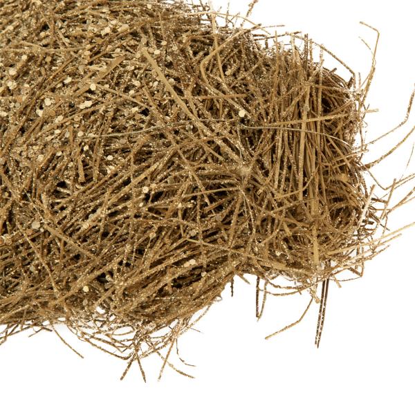 Trockenblumen-Dekoration Herzform aus Trockengras - Goldener Glitter für Wand & Tisch - Extravaganter Natur-Look zum Aufhängen/Legen - 25 cm Länge