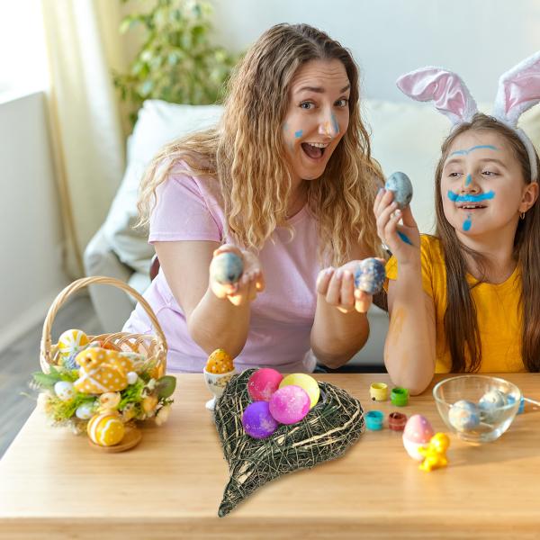 Natur-Pflanztopf Herz - Dekoschale aus Ästen geflochten - Grün/Gold, 25x20x5 cm - Für Innen & Aussen - Umweltfreundlich & vielseitig einsetzbar