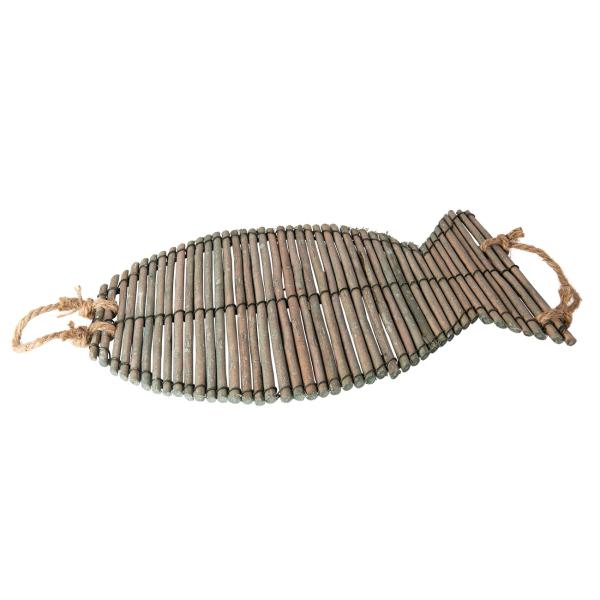 Natur Untersetzer Fisch Korbweide - für Töpfe Teller Schüsseln - 36x20,5x1,5cm braun - Tischdekoration mediterran - Schutz & Deko