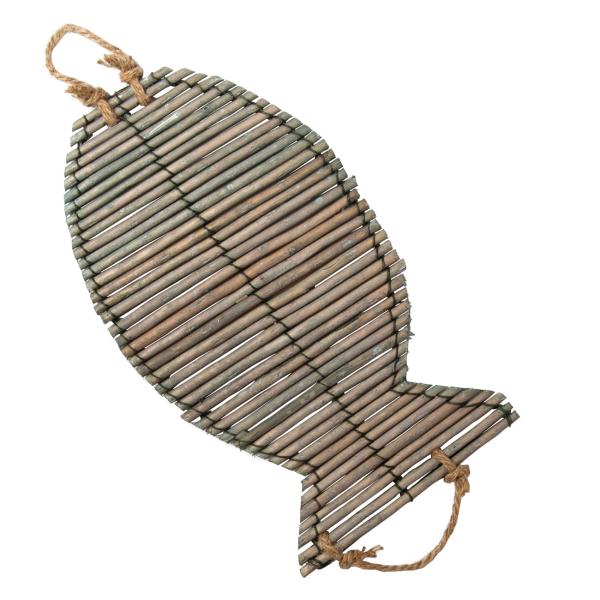 Natur Untersetzer Fisch Korbweide - für Töpfe Teller Schüsseln - 36x20,5x1,5cm braun - Tischdekoration mediterran - Schutz & Deko