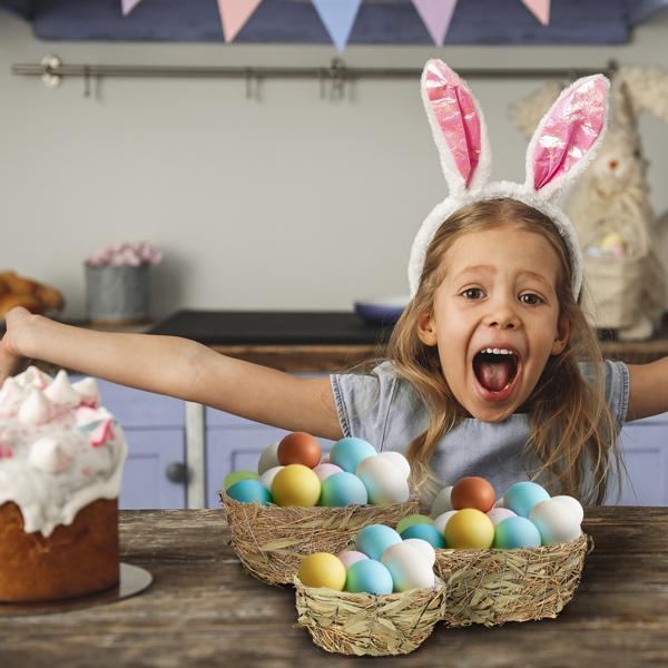 Pflanzkörbe-Set aus Heu & Bambus - 3er-Set Pflanztöpfe mit Innenfolie - Naturfarben - Deko, Aufbewahrung, Übertöpfe - 3 Grössen (29/24/18cm)