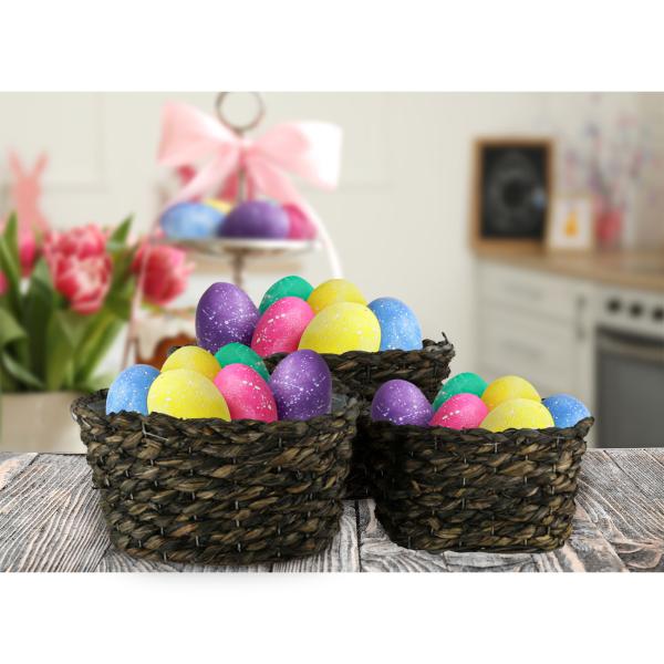 3er-Set Natur Pflanzentöpfe aus Gras-Geflecht - Übertöpfe mit Innenfolie dunkelbraun - Dekoration & Aufbewahrung - 3 Grössen - Handgefertigt