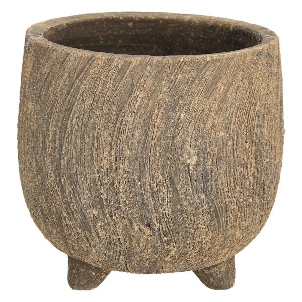 Blumentopf aus Keramik mit 3D-Muster - Anthrazit Übertopf für Pflanzen & Deko - 3 Standfüsse, Ø 12,5 x 11 cm - Edler Blickfang für Zuhause