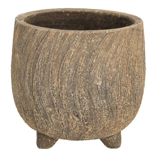 Blumentopf Keramik mit 3D-Muster - Anthrazit Übertopf für Pflanzen & Deko - 3 stabile Standfüsse, 14x13cm - Edle Keramikschale