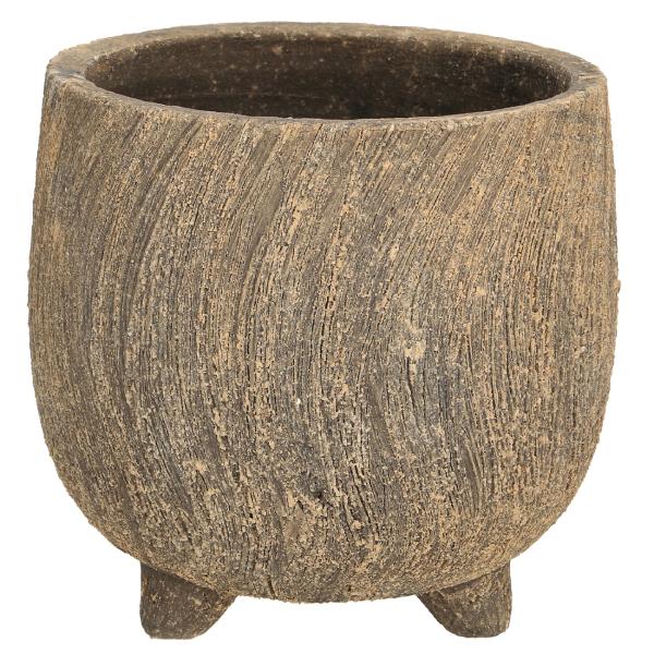 Blumentopf Keramik Anthrazit - Edle Keramikschale mit feinem 3D-Design & 3 Standfüssen - Ø 19,5x18,5cm Übertopf für Pflanzen & Deko