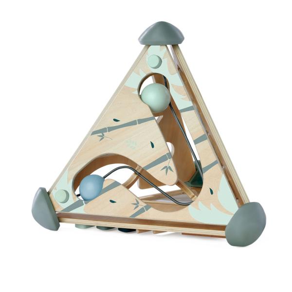 16-teilige Lernhilfe aus Holz für Kleinkinder - Pyramidenform Kugelbahn Steckspiel Memospiel Musikfunktion - Birkenholz 33x33x38cm - ab 1 Jahr Geschenk
