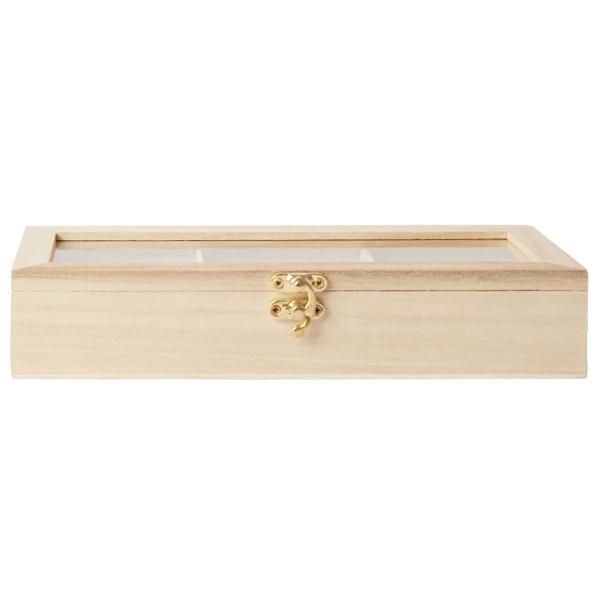 Teebeutelbox Holz - 3 Fächer Teekasten mit Deckel für Teebeutel Ordnung & trockene Lagerung - 23x8.5x4.5cm - Ideal Küche, Büro, Geschenk